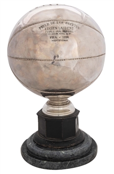 1930 World Cup Trophy Presented to Lucien Laurent for World Cup First Goal (Letter of Provenance)